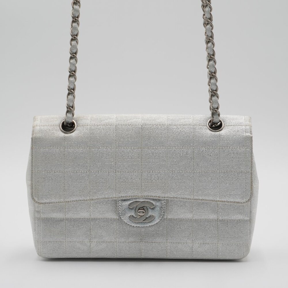 SOLD Pre-Owned CHANEL Travel Line Shoulder Bag – Silver Nylon